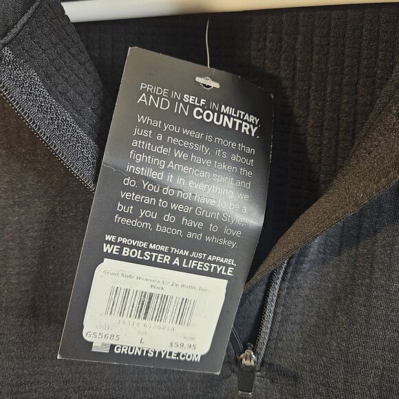 Grunt style Women's 1/2 Zip Waffle Top Sweater- Sz Large Black NWT - Picture 6 of 6